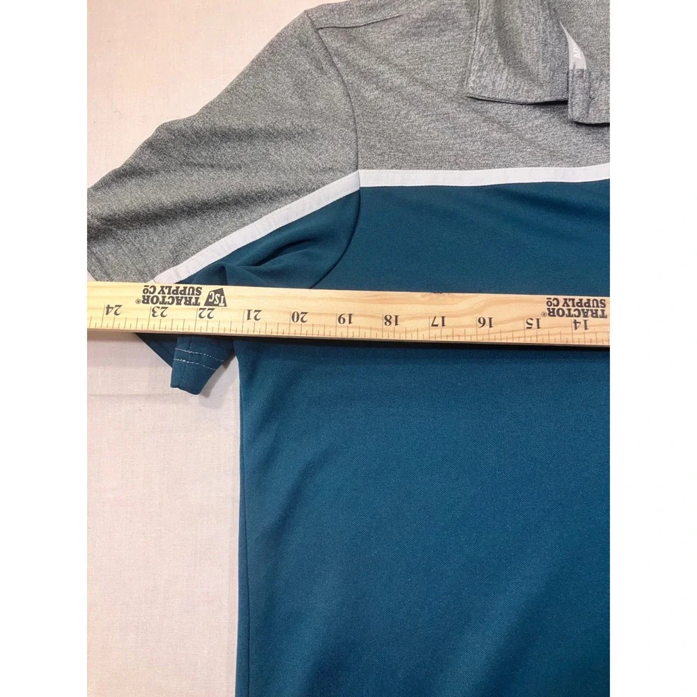Adidas Mens Golf Polo Shirt Teal Blue Gray Colorblock Short Sleeve Size M HA6387